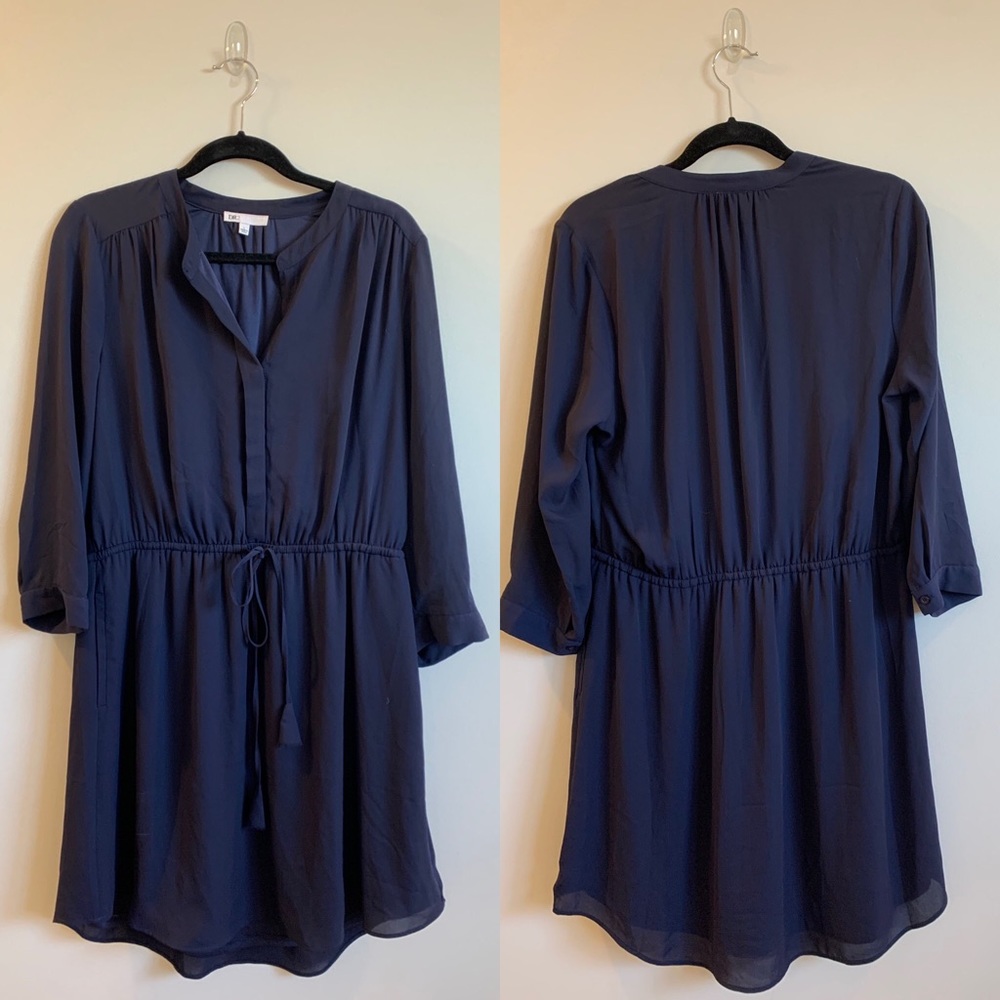 Nordstrom cinched dark blue dress